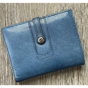 Lodis Textured Leather Wallet Teal Blue 4.5"WX3.5"H